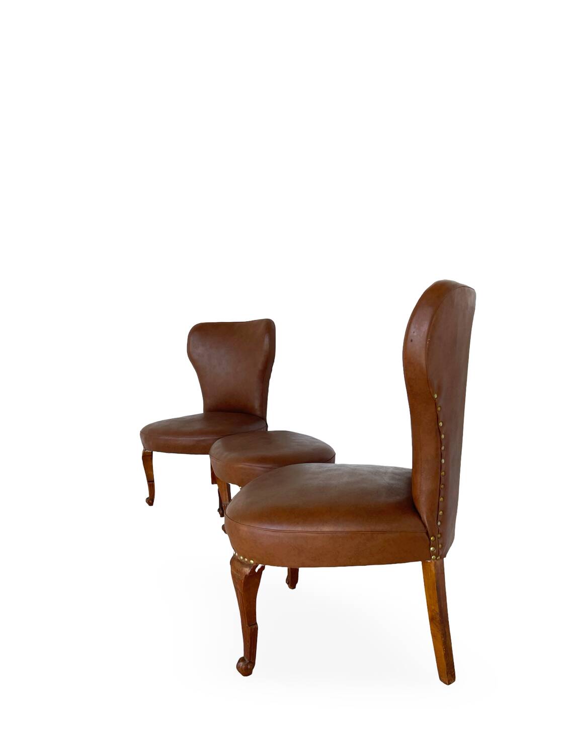 Ensemble de chaises d'appoint et tabouret pour pied, années 1950.