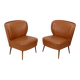 Pair of Vintage Expo 58 Cocktail Chairs, Cognac Faux Leather, Sixties