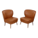 Pair of Vintage Expo 58 Cocktail Chairs, Cognac Faux Leather, Sixties