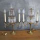 Pair of antique bronze and crystal candelabras - electrified