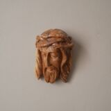 Christ in olive wood sculpture head face handcrafted decoration religious campaign