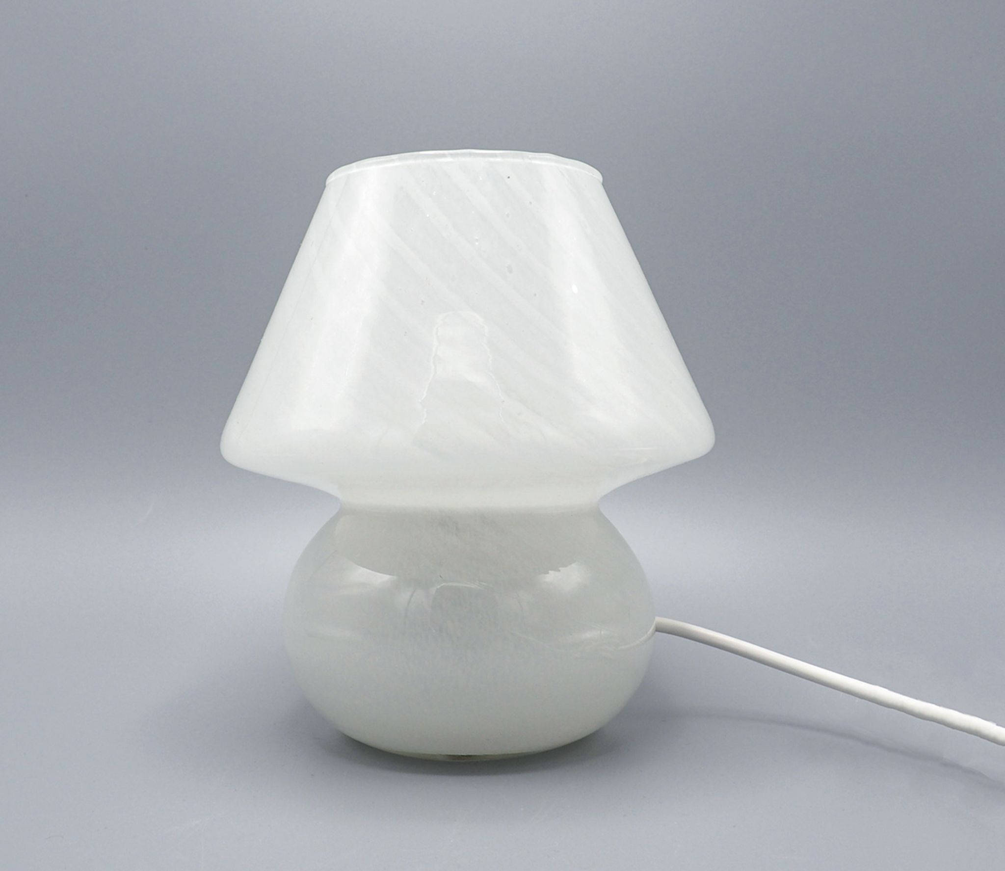 Lampe de table champignon en verre gris de Murano, années 1970