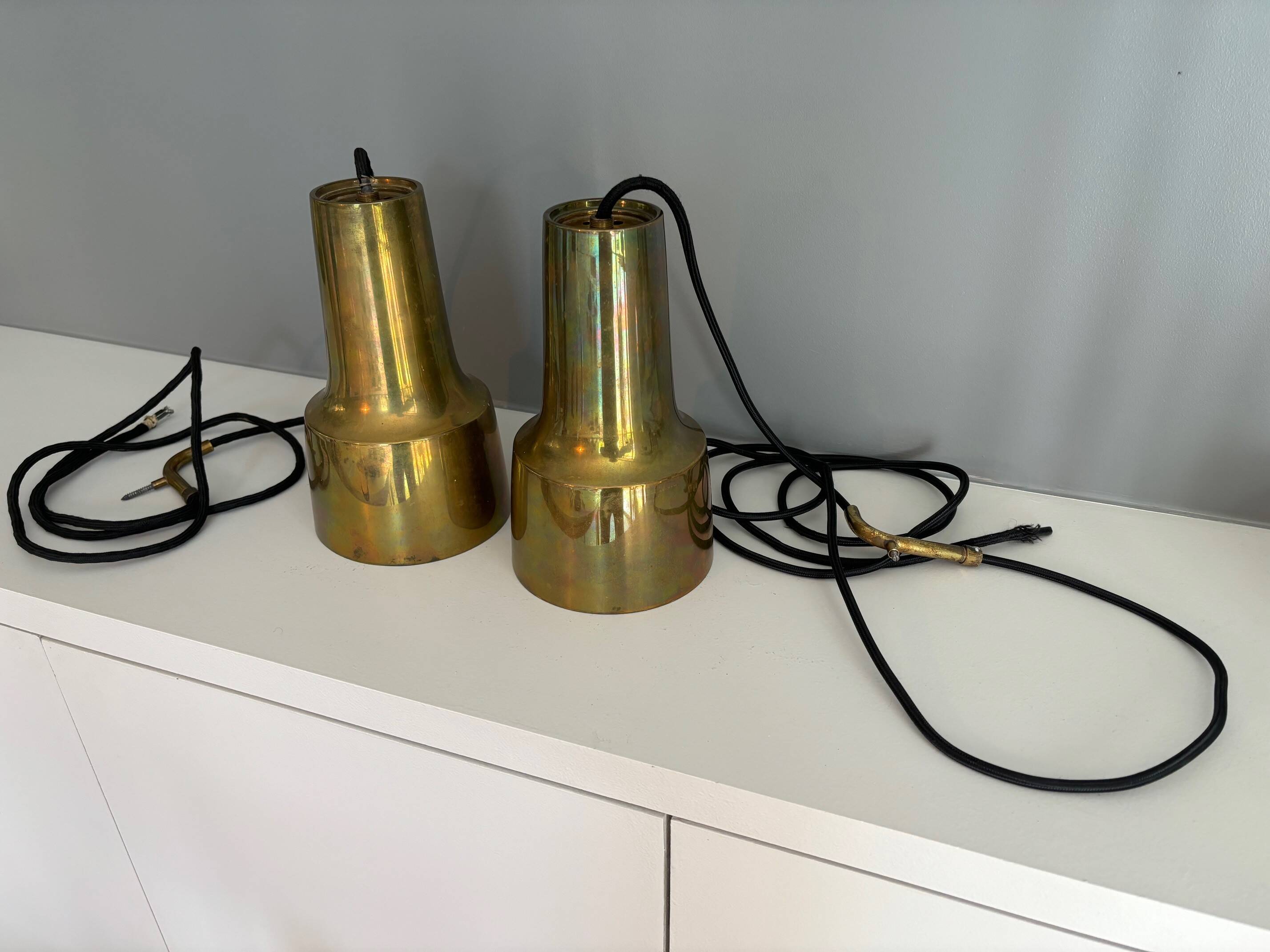 2 brass pendant lights - Sweden 50s/60s