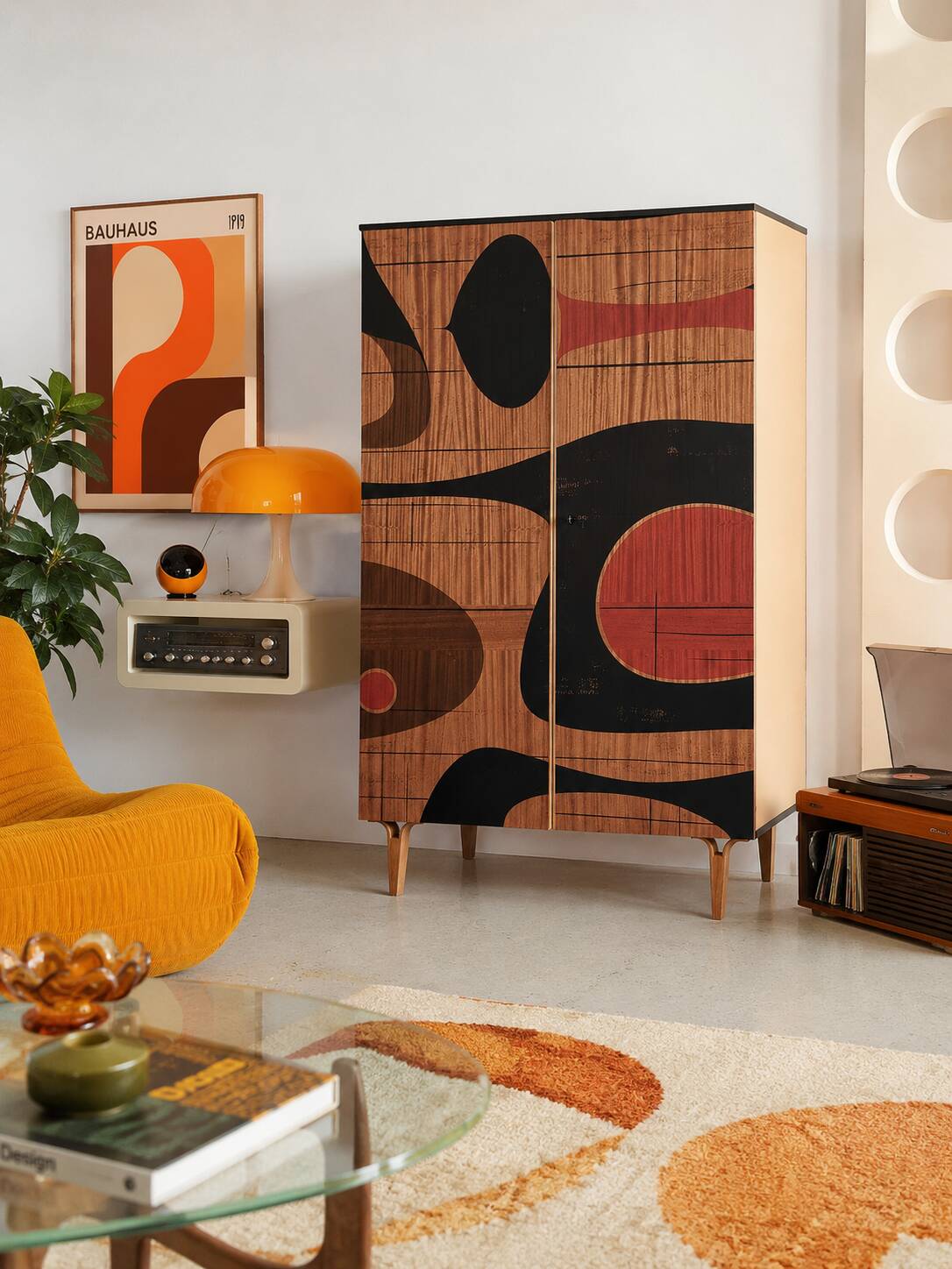 Garde-robe vintage en frêne, années 1970