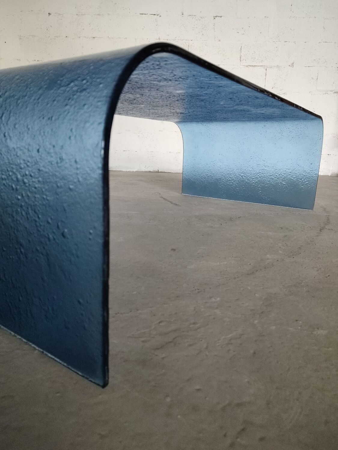 Vintage Italian blue glass coffee table