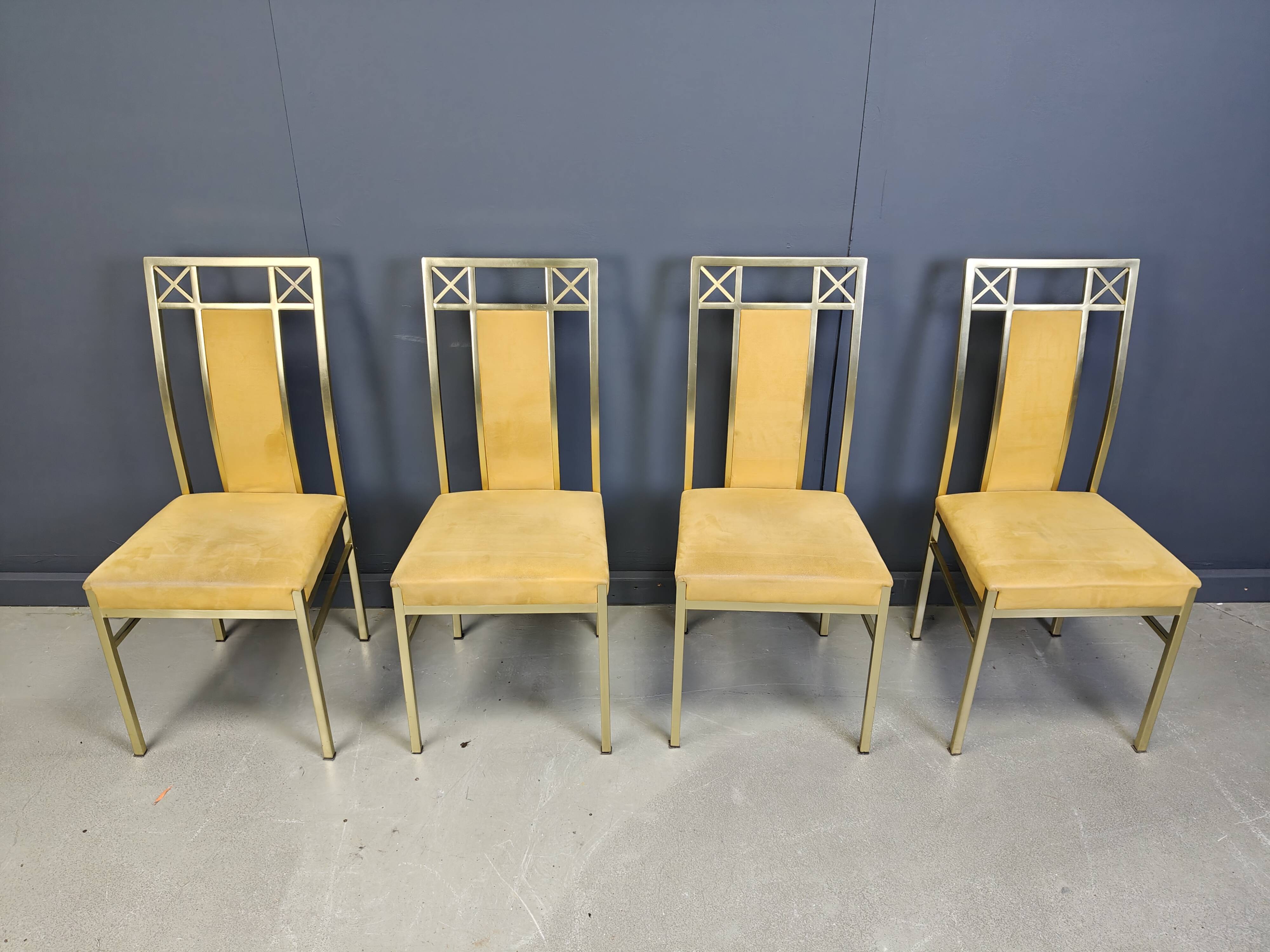 Chaises de salle à manger vintage en laiton de Belgochrom, années 1970