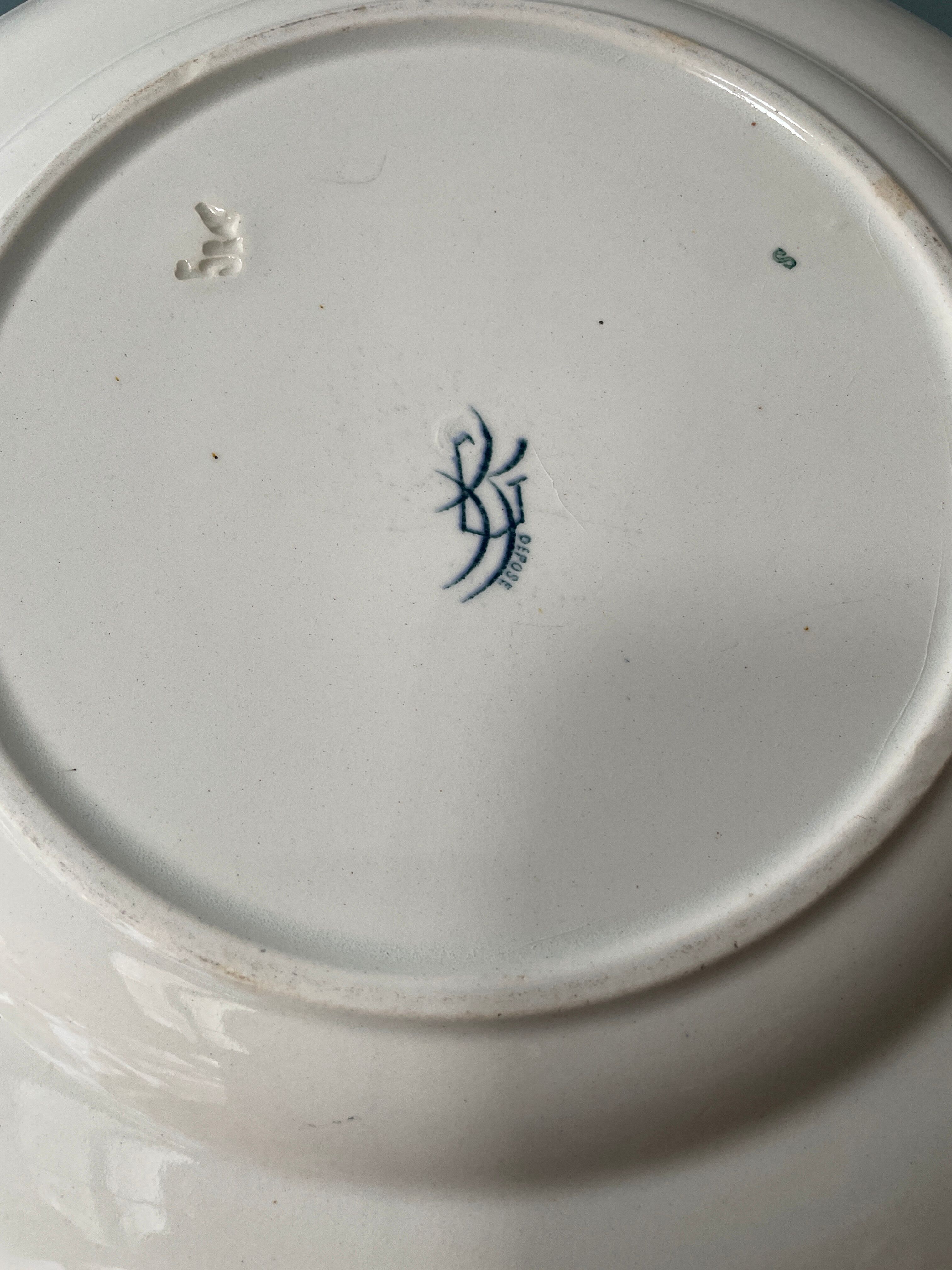 Old round dish Keller and Guérin Lunéville