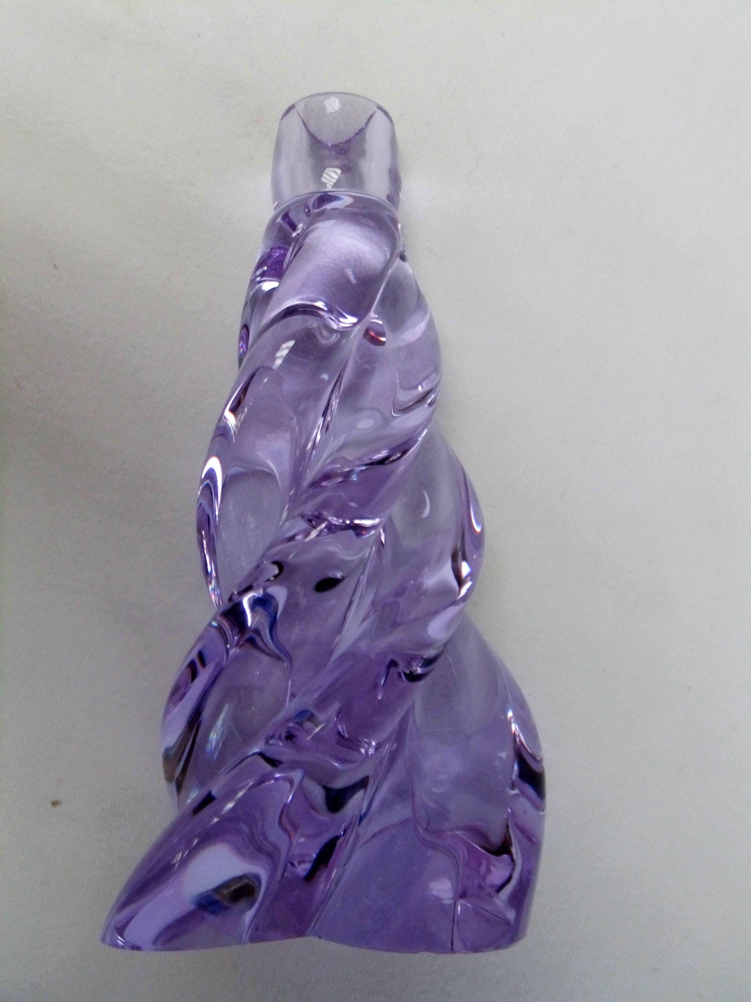 Sèvres crystal lamp signed Torsade purple foot
