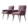 Paire de fauteuils vintage pied compas velours violet 1950s