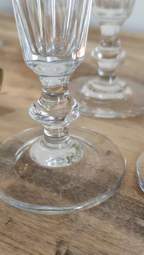 Ensemble de 6 flûtes « Caton » cristal fort – 19e siècle, Baccarat Saint Louis