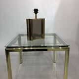Lampe de table miroir en laiton années 1970 Vintage Hollywood Regency