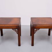 Paire de tables basses Drexel Chippendale en acajou, années 1970, États-Unis