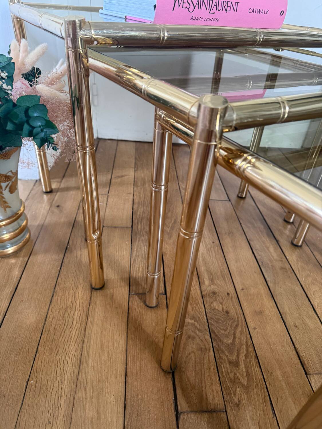 3 nesting bamboo tables