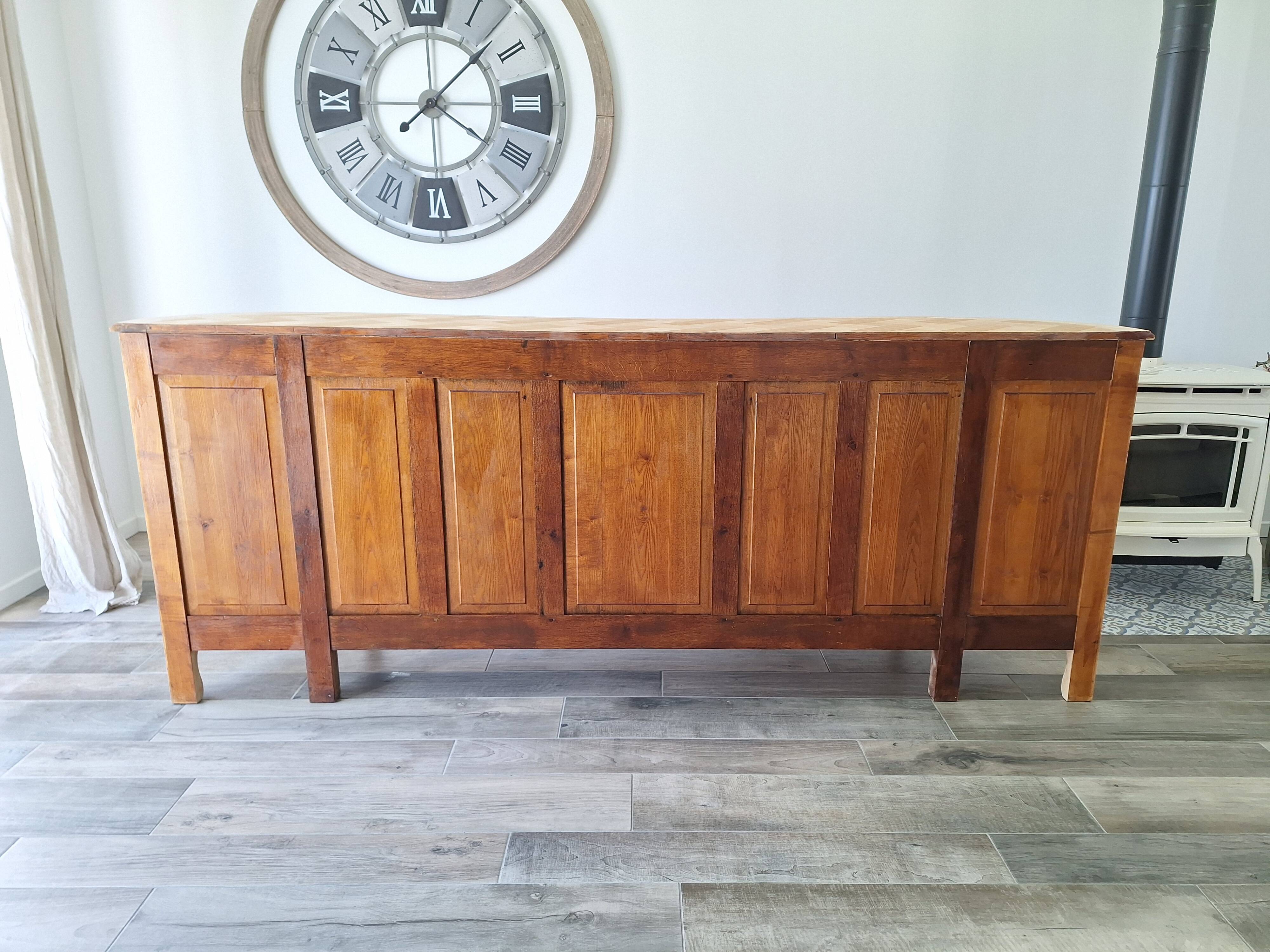 Low buffet in renovated solid cherry wood – Revisited Louis XV style – 250 cm