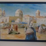 Tableau Orientaliste Signé 68 x 54 cm Afrique du Nord Maghreb