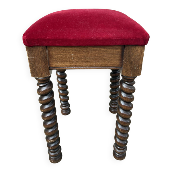 Tabouret velours rouge foncé