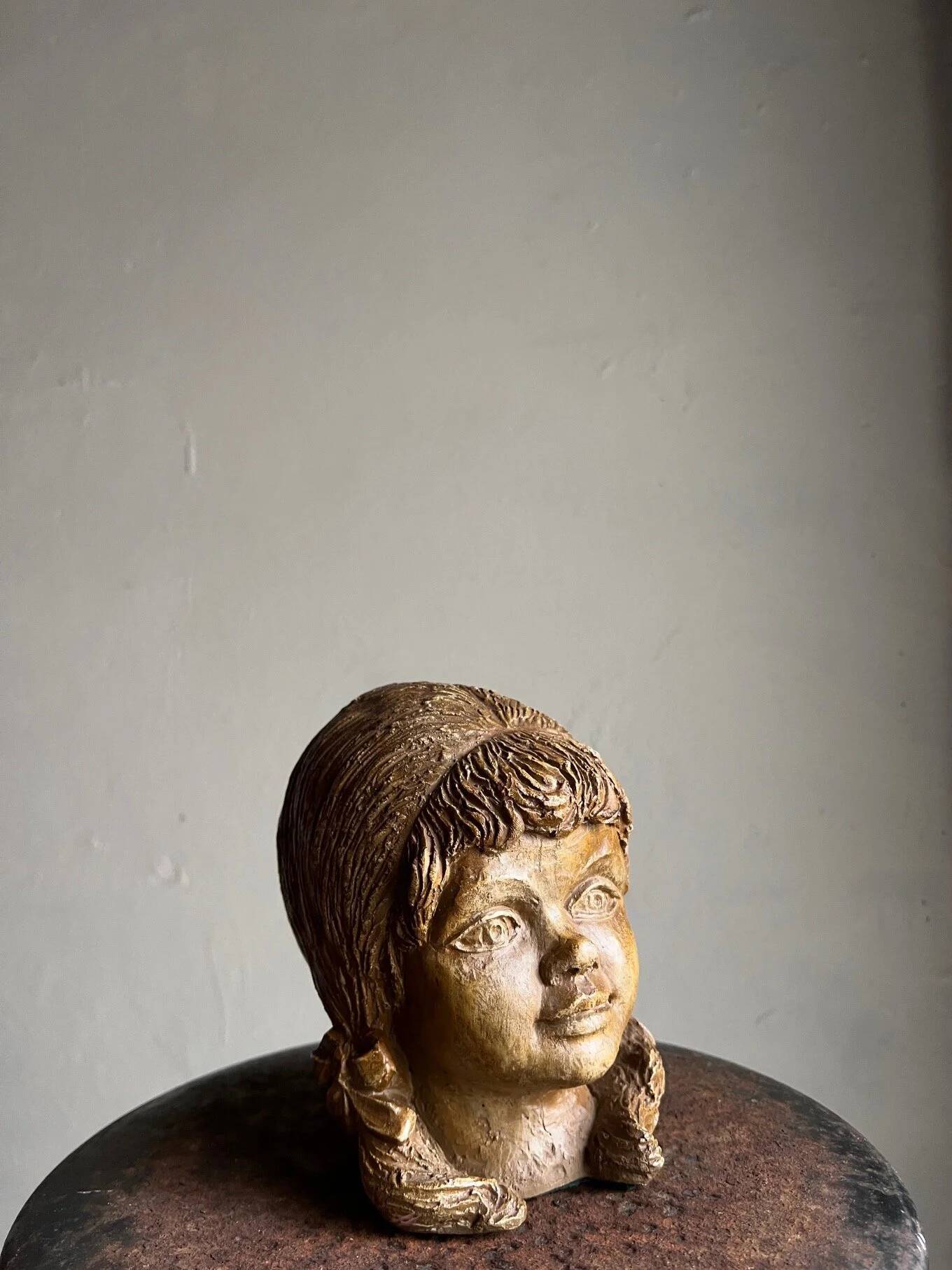 Stoneware head of a girl sculpture | Netherlands | 1970s