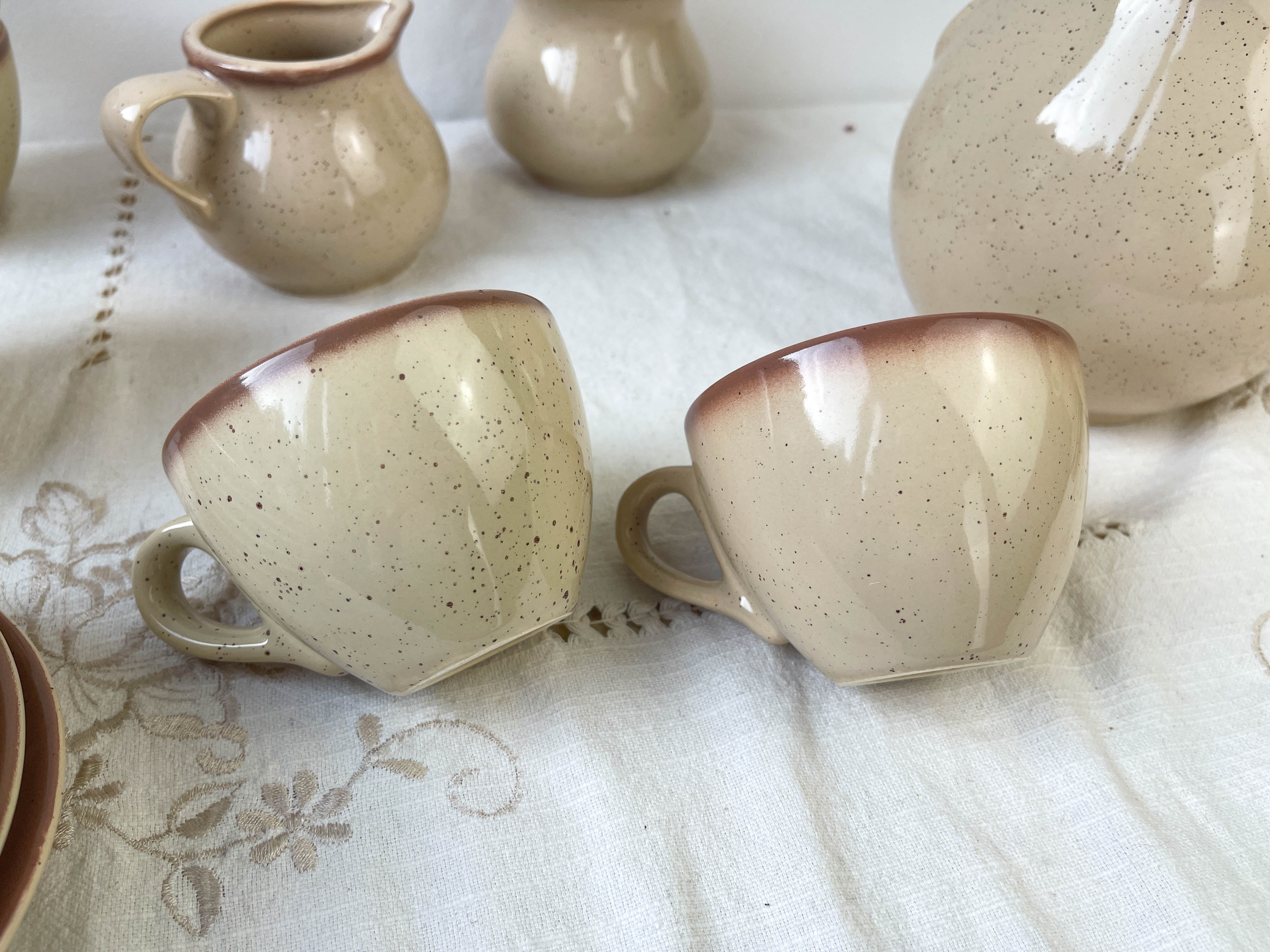 Mid-century speckled stoneware coffee set from the 20th century