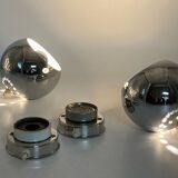 60s lamp set Reggiani Eyeball  chromed globe wall lamps - space age desk lamps