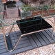 Table basse vintage double plateau verre et structure en métal doré