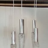 Waterfall chandelier space age 5 branches with tulips chiseled in glass 1960