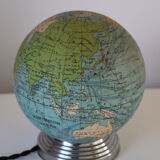 Globe terrestre lumineux verre 1950