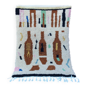 Tapis marocain en laine tissé main, 250x150 cm, style traditionnel