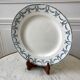 round dish in blue Iron Earth U&C Digoin Sarreguemines model Les Ternes late 19th century