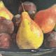 Oil on canvas of a still life with pears 1911, antique framed painting