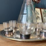 Glass and silver-plated liqueur service
