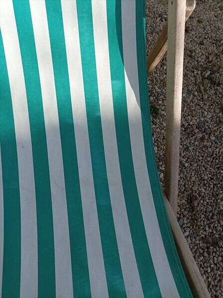 Transat chilienne pliante bois tissus rayures vertes salon jardin