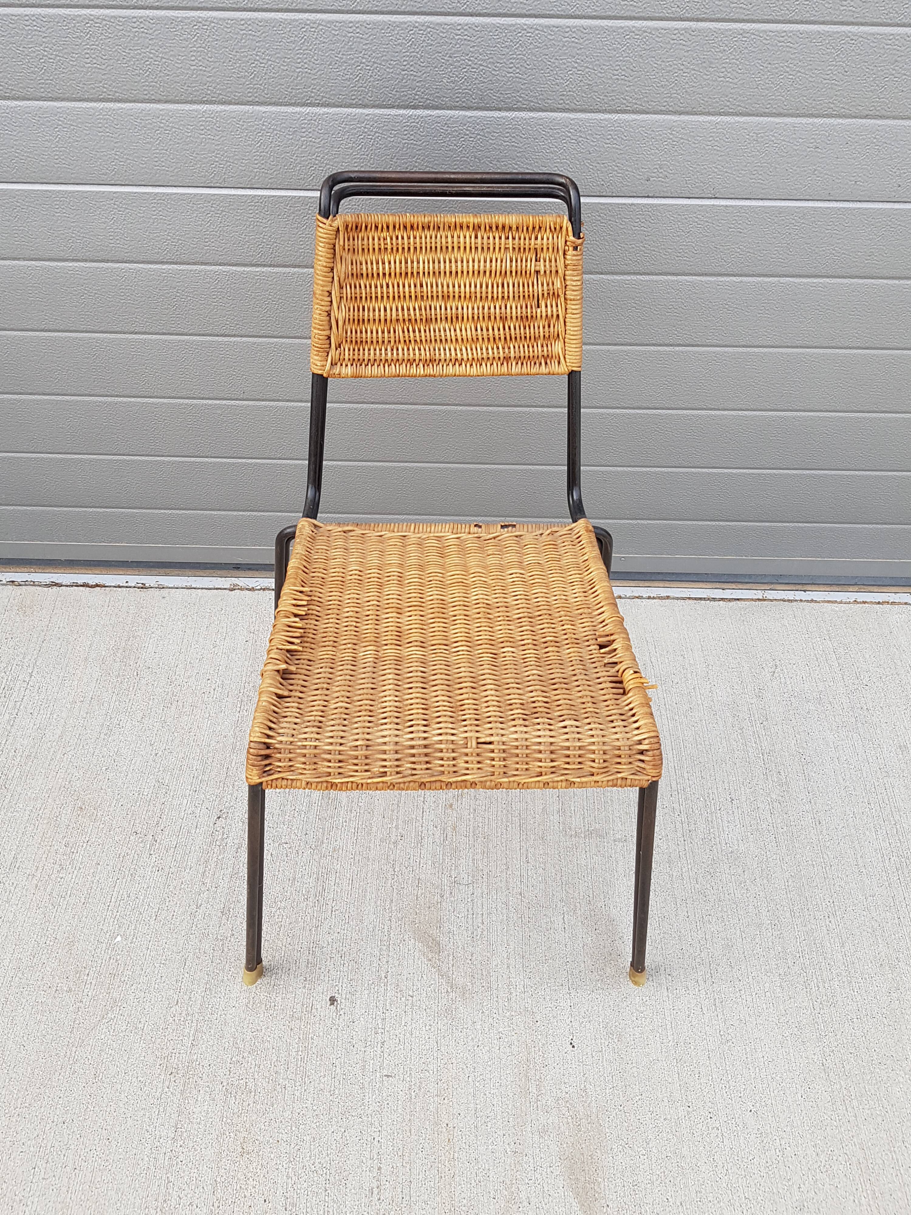 Chaises métal & rotin