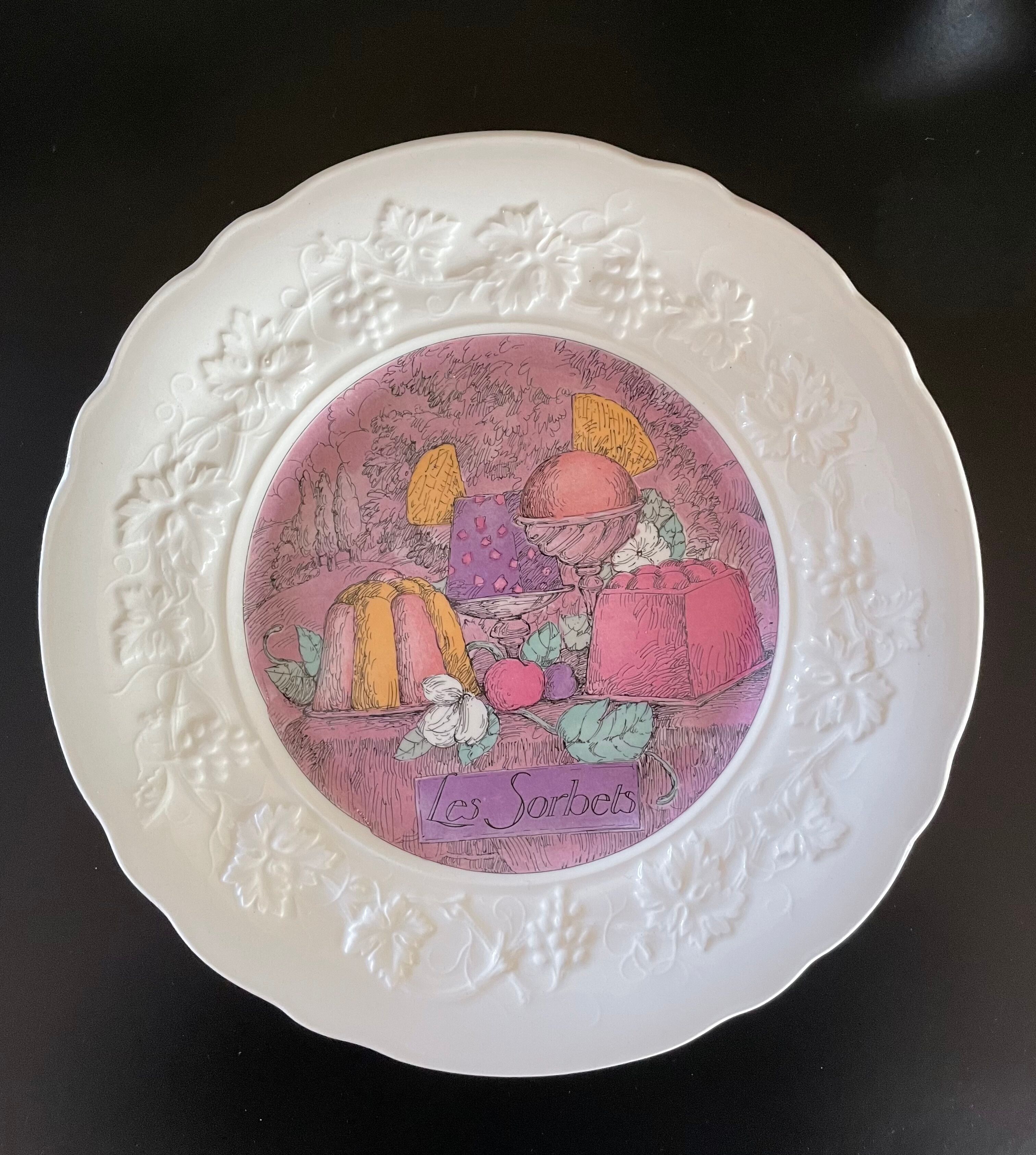 Set of 6 dessert plates Les Délices by Marie-Pierre Boitard - Faïence GIEN