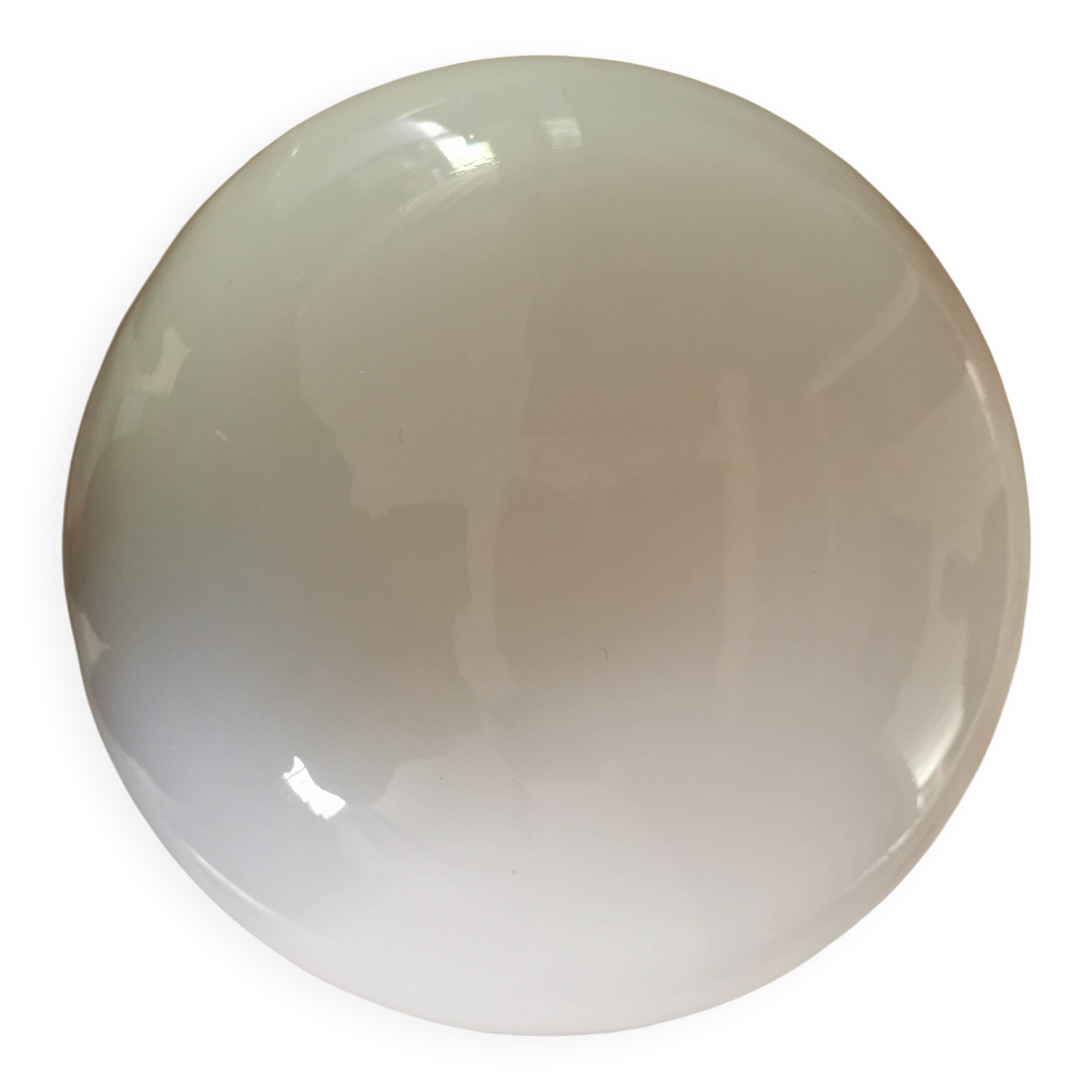 Ceiling light. Rounded dome fixture. Vintage 1970. White glass globe.