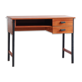 60s modernist style desk in black and mahogany laqué wood