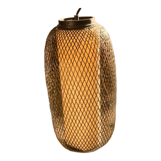Lanterne, tressage en fibre synthétique et papier