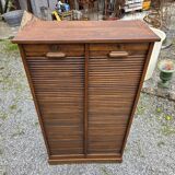 Antique double curtain cabinet in oak (internal drawers)