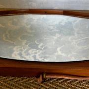 Wall mirror with brass detail and leather mounting, Vetreria Andreini, Ravenna, Italy, 1950s