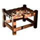 Wooden Brazilian Brutalist Leather Foot Stool Pouf