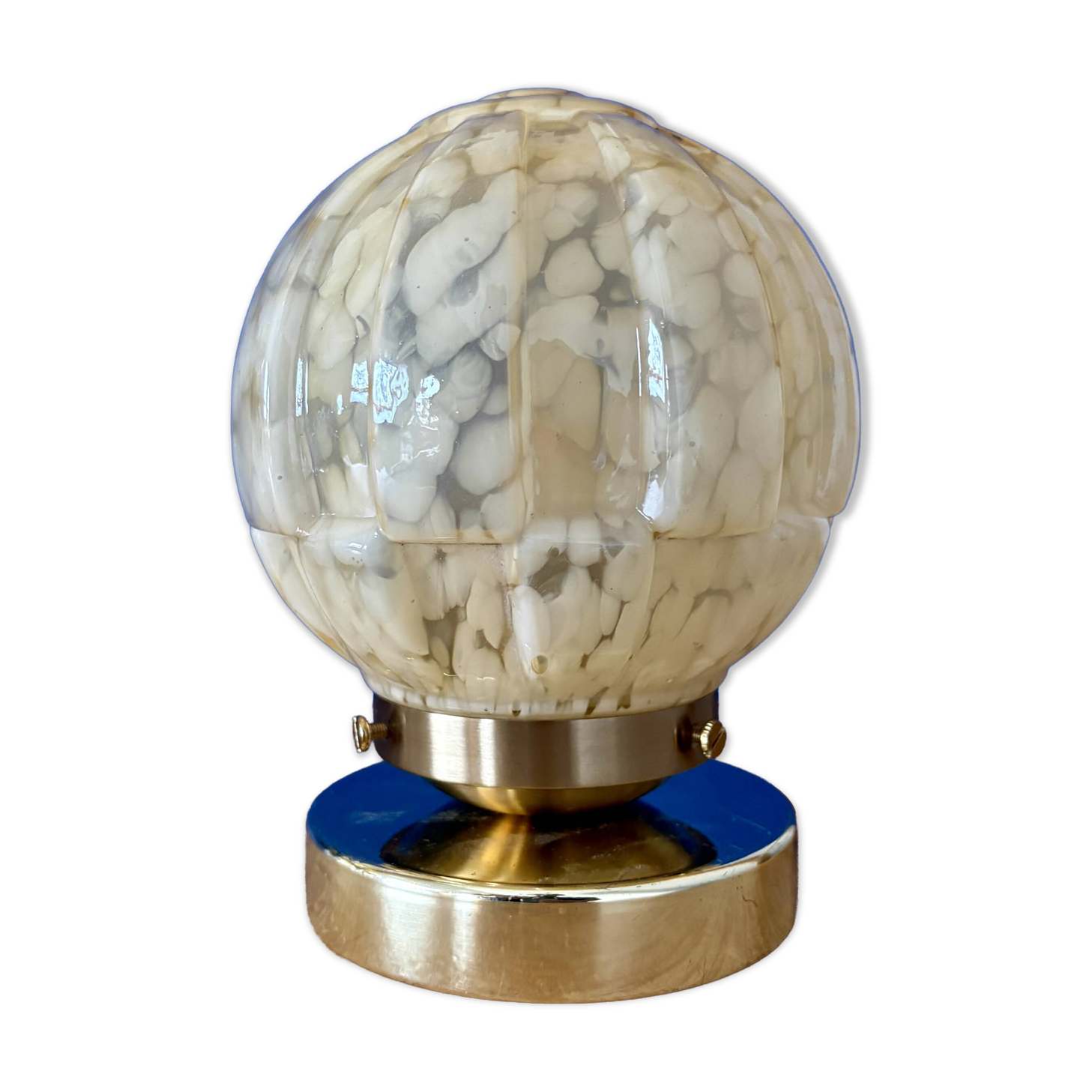 Vintage Art Deco globe table lamp in yellow Clichy glass.