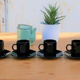 Set of 6 cups and under black vintage cups