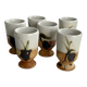 Set of 6 vintage ceramic footed coffee cups – artisanal style