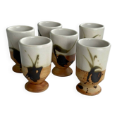 Set of 6 vintage ceramic footed coffee cups – artisanal style