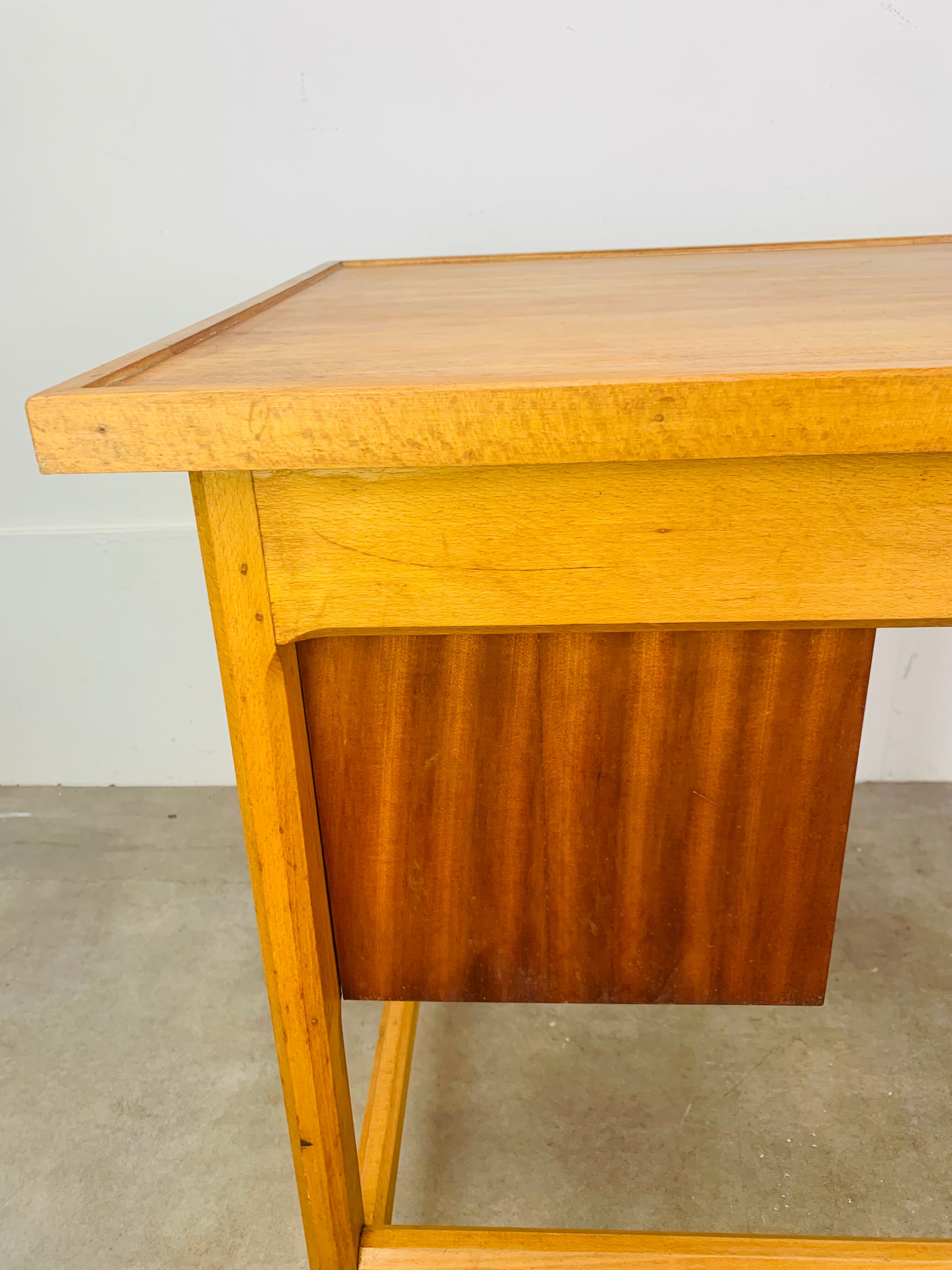 1950s wooden desk reconstruction, vintage