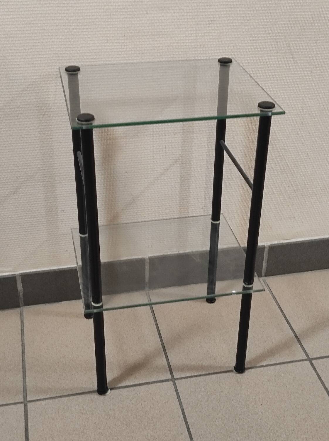 50s metal and glass side table