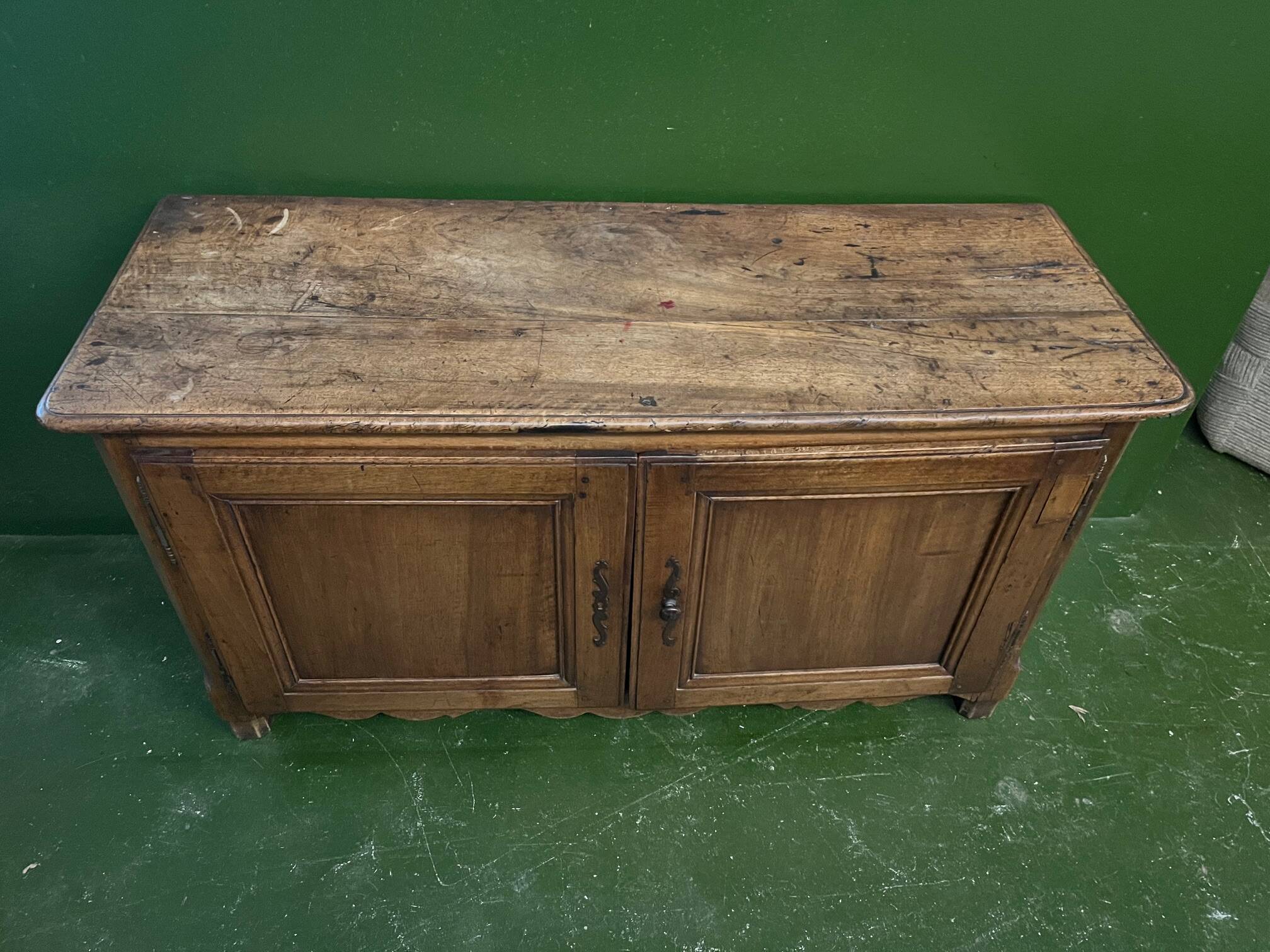 Very small rustic walnut sideboard.