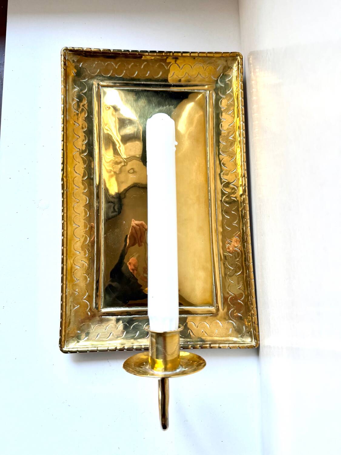 Large ScandiSca Vintage Brass Wall Candle holder  Sconce  height 34 cm
