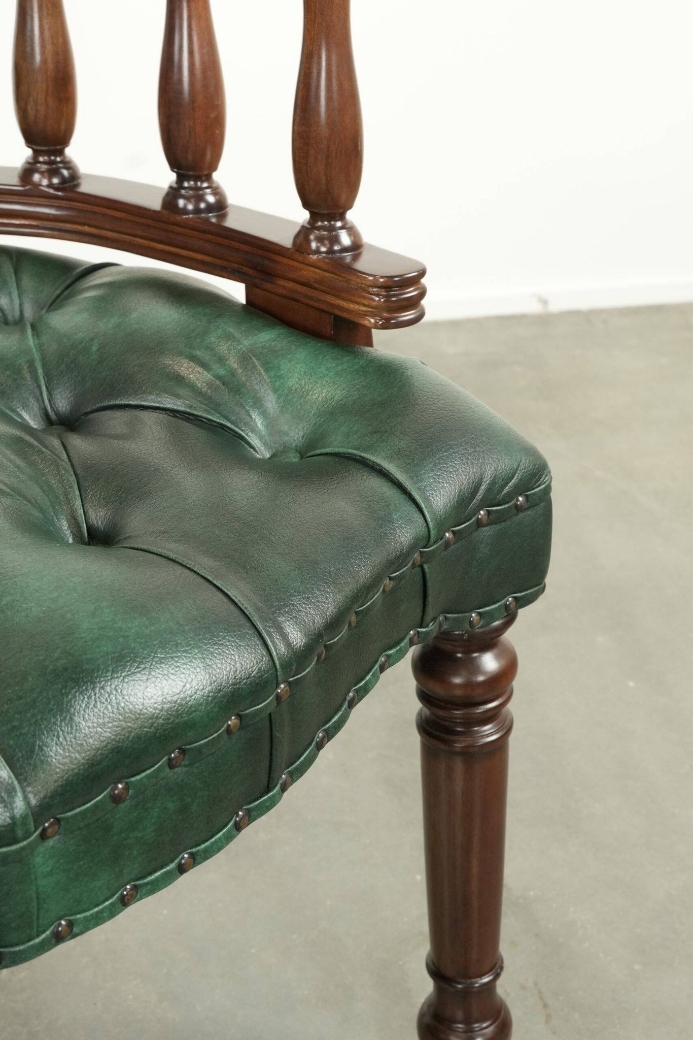 Green cow leather Chesterfield office chair / side chair in English style