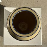 Large beige vase with blue and pink trim H27 D21