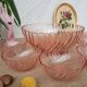Set of salad bowls and 6 twisted glass bowls Rosaline Arcoroc vintage